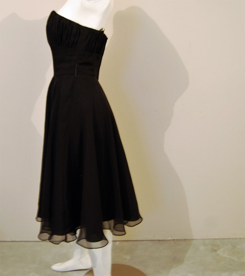 Vintage Black Dress Pleated Bra With Full Skirt - Etsy