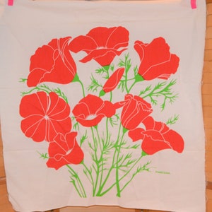Vintage Red Mod Flowers and Green 1970&#39;s Marushka Logo