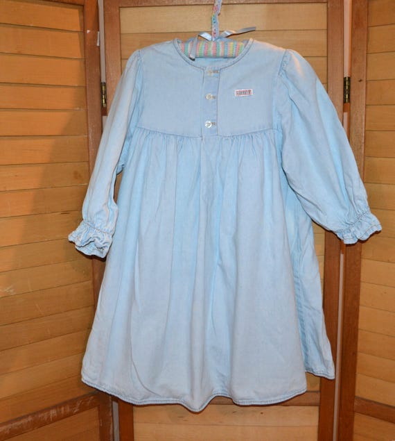 Vintage Girls Dress Guess Light Denim Logo - Etsy