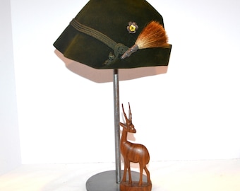 Vintage Green Alpine Mountain Hat German Bavarian with Horse Hair
