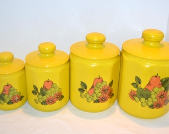 Vintage Vorratsdosen Set 1960er Jahre Obst und Blumen