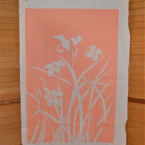 Vintage Marushka Garden Peach Flowers on Canvas Retro, Hollywood Regency, Mod, MCM, Eclectic