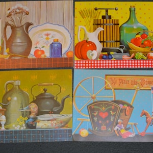 Vintage Prints Early 1970&#39;s Country Farmhouse Rustic Welcome Home Four Pieces