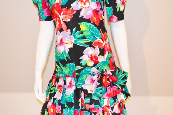 Vintage Dress Midnight Garden with Ruffles - image 2