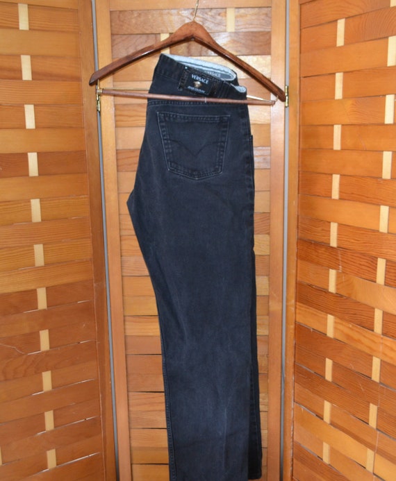 Vintage Versace Couture Black Denim Pants 1990's - image 1