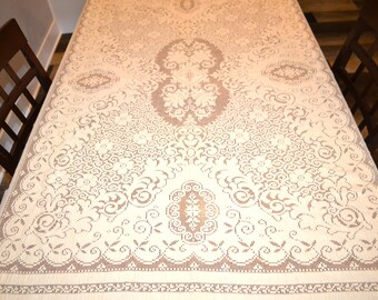 Vintage Tablecloth Quaker Lace French Provincial Shabby Victorian