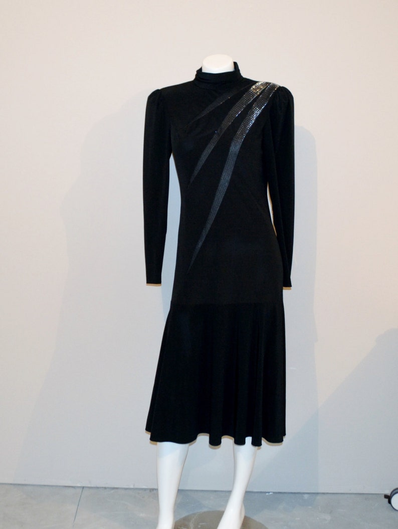 Vintage Dress Black Starburst Atomic Glitz Mermaid Fit and Flare image 1