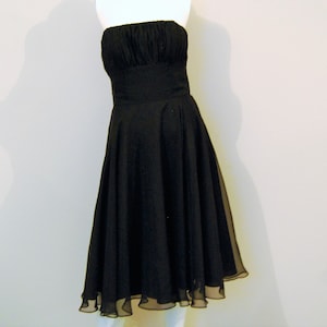 Vintage Black Dress Pleated Bra with Full Skirt