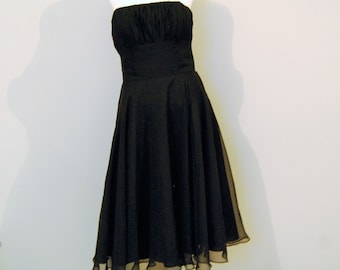 Vintage Black Dress Pleated Bra with Full Skirt