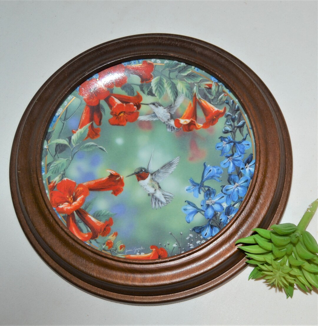 Vintage Hummingbird Plate With Hanger Strength Beauty and Serene - Etsy
