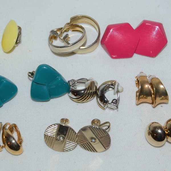 Vintage Clip Earring Lot Fun to Formal Nine Pairs