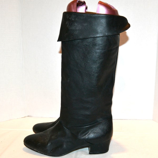 Vintage Boot Pixie Retro Mod Western Style All Leather Pull On