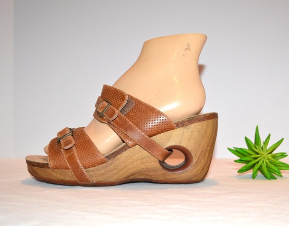 Vintage Sandal Cutout Heel Earthy 70's Style Y2K - image 1