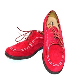Vintage Shoe Y2k does 1960&#39;s Lipstick Red Suede Shoes Rockabilly to Retro