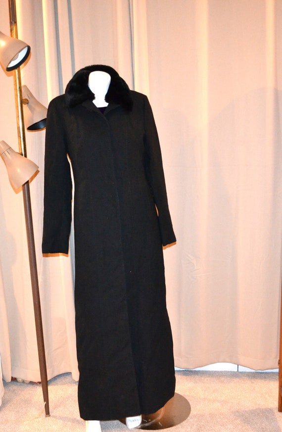 Vintage Coat Black Opera Dress Wool Mod