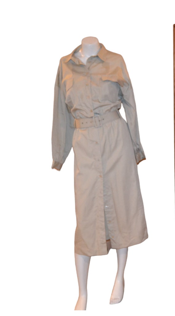 Vintage Dress Shirt Retro Khaki with Lace Back 19… - image 1