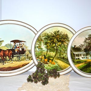 Vintage Trays Homestead Trio Fruit Country Farmhouse Shabby Cottage Core Americana