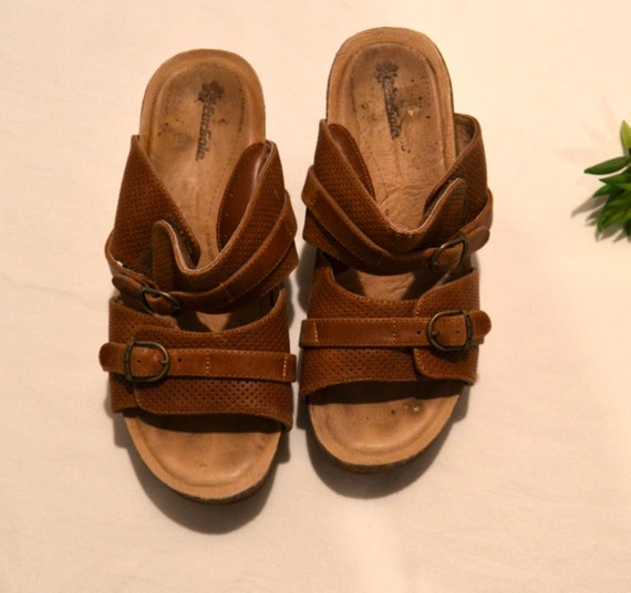 Vintage Sandal Cutout Heel Earthy 70's Style Y2K - image 3