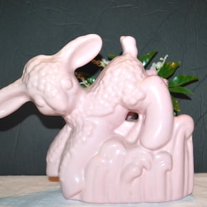 1940's Pink Lamb Kitschy Cottage Core Planter Cache Pot Decor