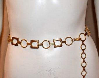 Vintage Belt Polished Gold Fashion Chain Groovy Mod