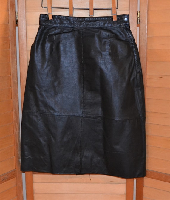 Vintage Skirt Black Sassy Leather - image 1