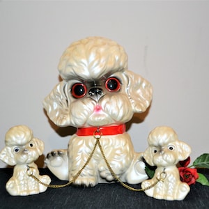 Vintage Poodle Figurines Family of Three