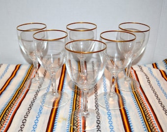 Vintage Meran Gold Clear Glasses by Schott-Zwiesel Set of Six