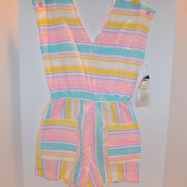 1980 Pastel Stripes Romper One Piece Fashion New With Tags