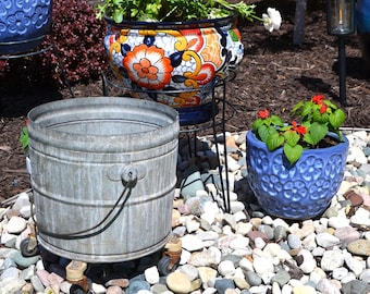Metal Galvanized Geerpress Mop Bucket Antique Home Decor Campy Country Farmhouse Planter