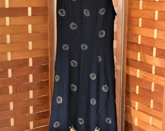 Animales abstractos en negro slip vestido 1990