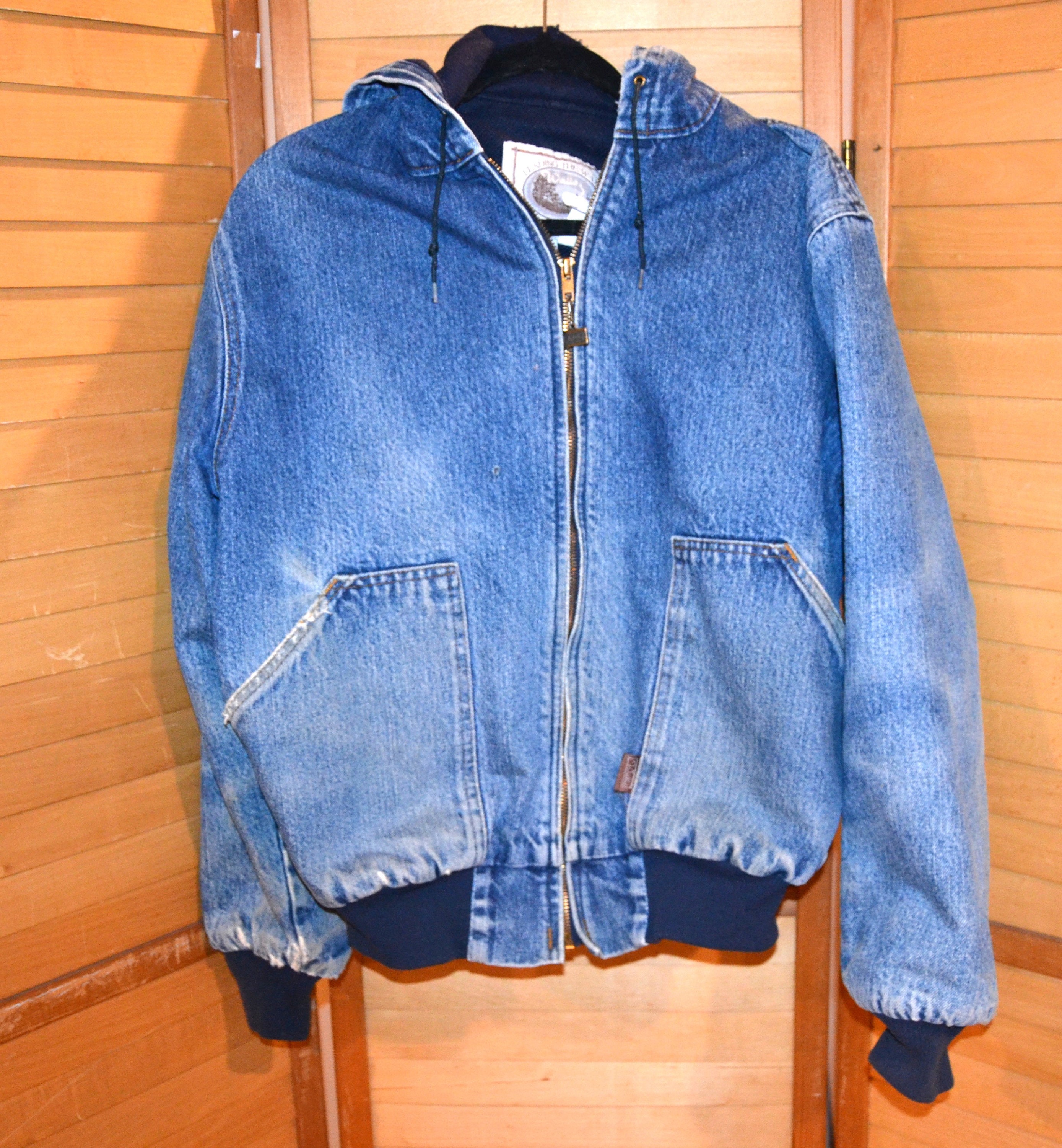 Vintage Denim Jean Streetwear Retro Trucker Jacket With Hoodie 