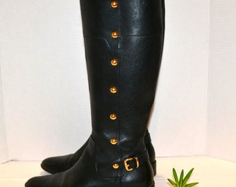 Vintage Black Boots Leather Riding Style with Studs Fashion Trends