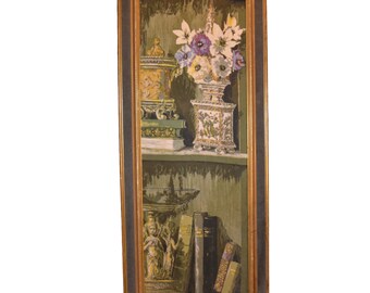 Vintage Gilt Frame Art Work Maximalist Tuscan French Library