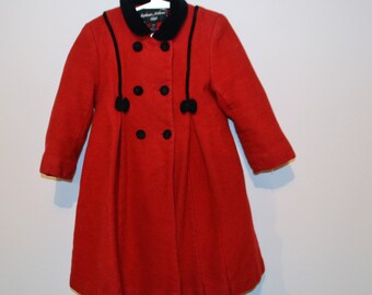 Rothschild Little Girls Wool Look A-line Military Long Winter Dress Coat W//Hat