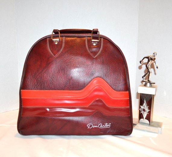 Vintage Faux Leather Bowling Bag 1970s Bowling Ball Bag 