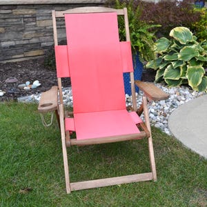 Vintage Chair Sling Back Beach Wood Kitsch Rustic Cottage Lodge and Campy