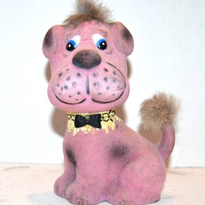 Vintage Puppy Bank Flocked Fuzzy with Fur 1950's