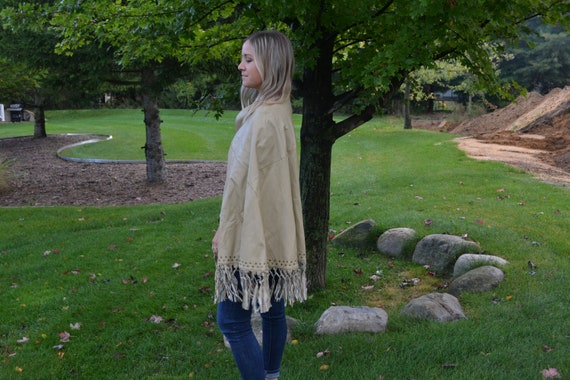 Vintage Poncho with Fringe Western Native Indie B… - image 5