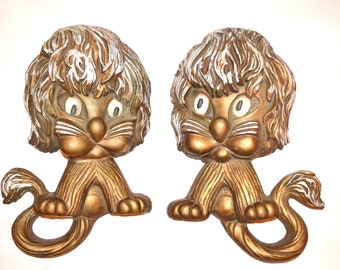Vintage Lions Big Eyes Gold 70's Any Age Wall Decor