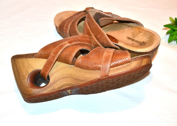 Vintage Sandal Cutout Heel Earthy 70's Style Y2K - image 2