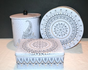 Juego de tres latas vintage de English Artissane Noir