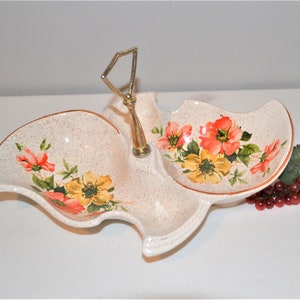 Vintage Ceramic Divided Dish Orange Burst