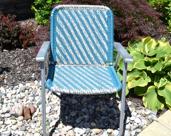 Lawn Chair Vintage Metal East Coast to West Coast Blue Ropes