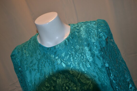 Vintage Dress Peacock Blue Lace Victorian Formal … - image 3