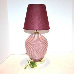 Vintage Lamp Mauve Glass Art Deco Coastal Boho Cottage