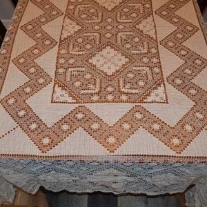 Vintage Crochet Tablecloth Tuscany Lace Cotton