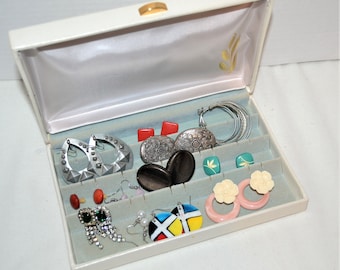 Vintage Earrings Fun to Formal Twelve Pairs Pierced with Jewelry Box