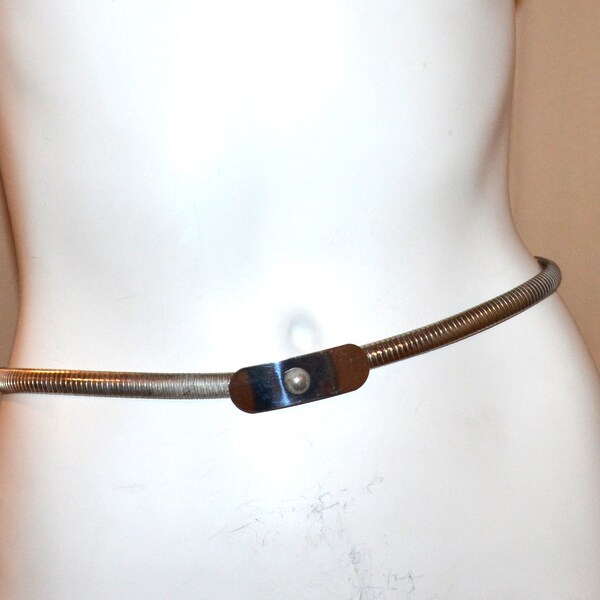 Vintage Belt Silver Skinny Cinch Snake Retro Mod