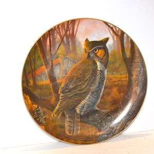 SALE Vintage Owl Collectible Plate for Display Rustic Woodland Cottage Core