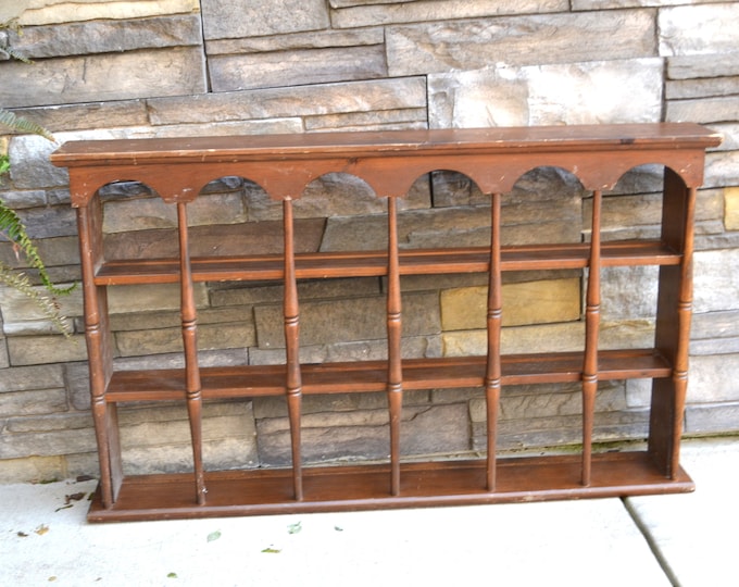 Vintage Wood Cubby Wall Shelf Organizer Display Etsy